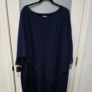 Pinup Fashion 26W Navy Asymmetrical Overlay Dress Plus Size Elegant